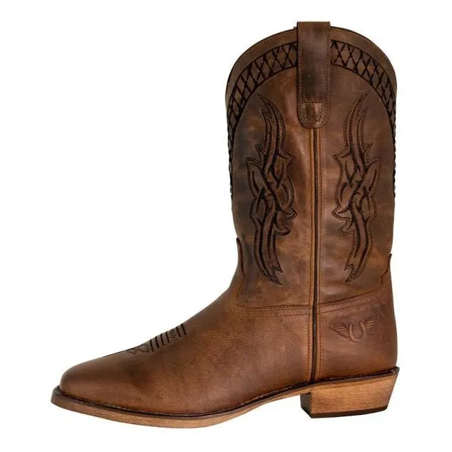 Detailed Pull On Men's Denim Boots