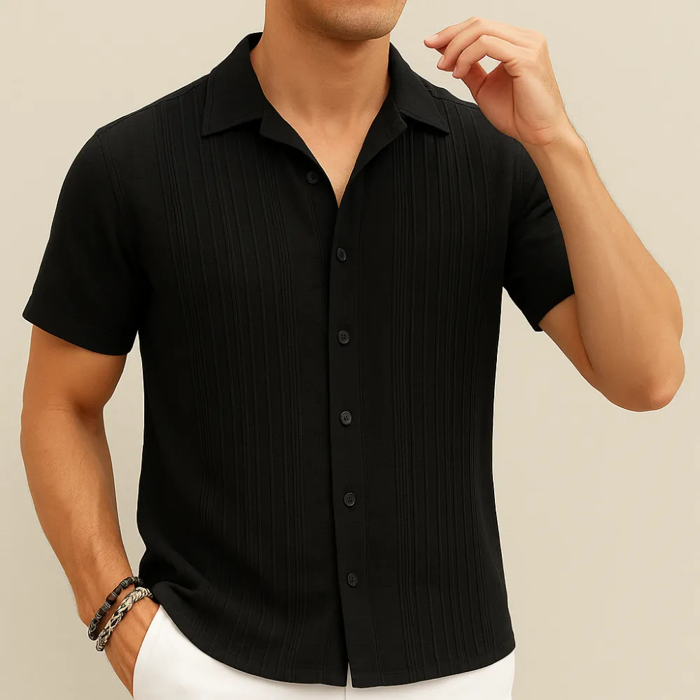 Black Cotton Pleated Beach
