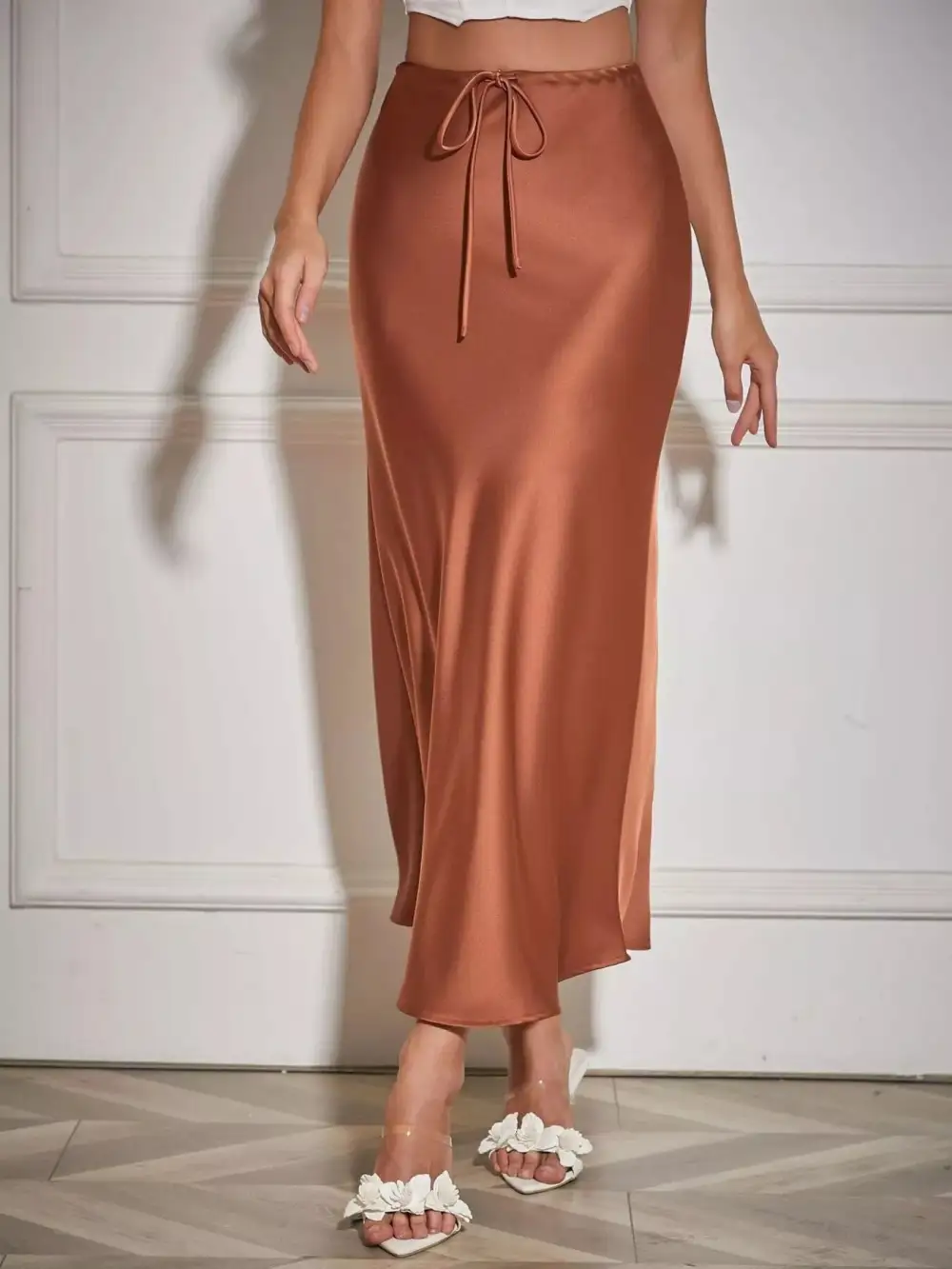 Satin Midi Belle Rive Skirt