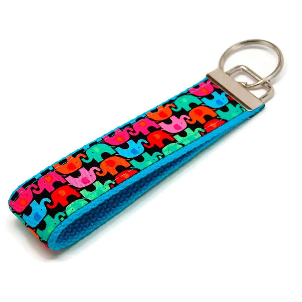 Colorful Elephants Playful Keychain