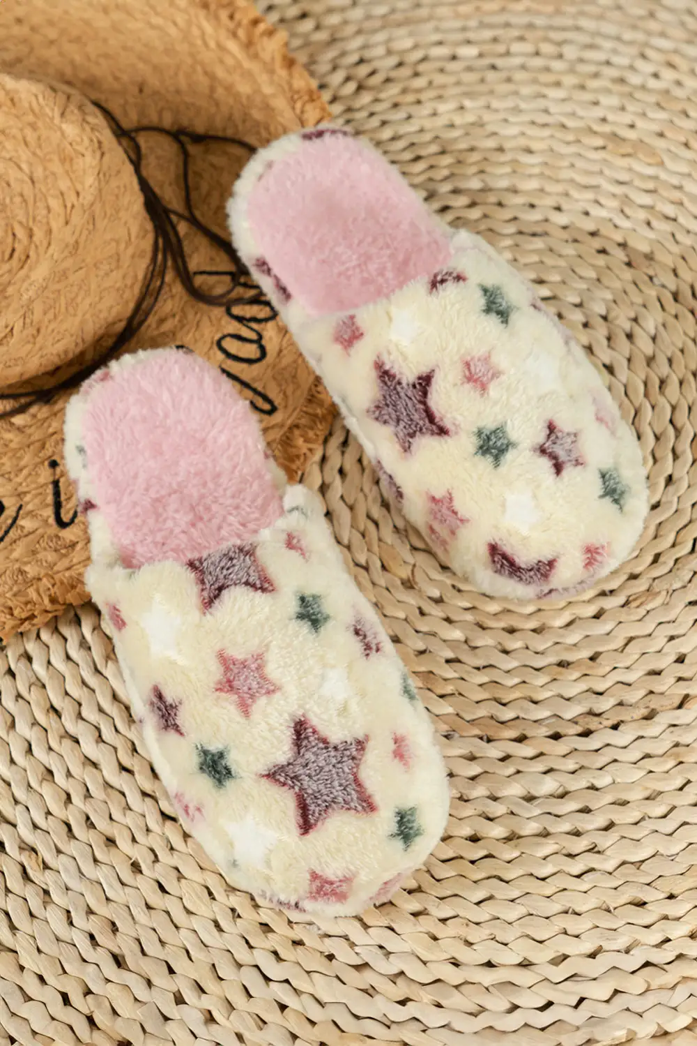 Star Pattern Plush House Slippers