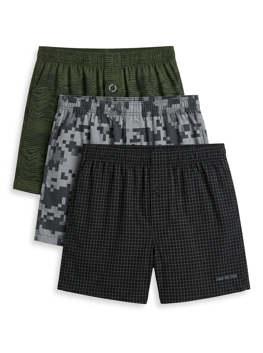 Patterned Camo Grid Boxer Set