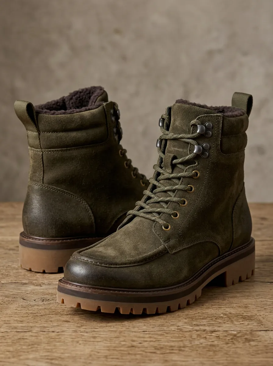 Active Suede Look Faux Fur Lined Finish Unisex Warm Boots