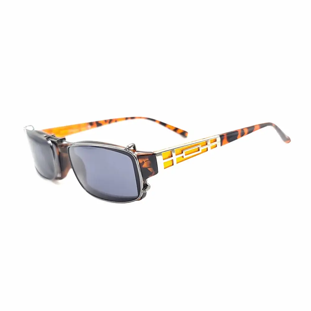 Smoke Lens 56mm Rectangular Polarized Clip-On Sunglasses