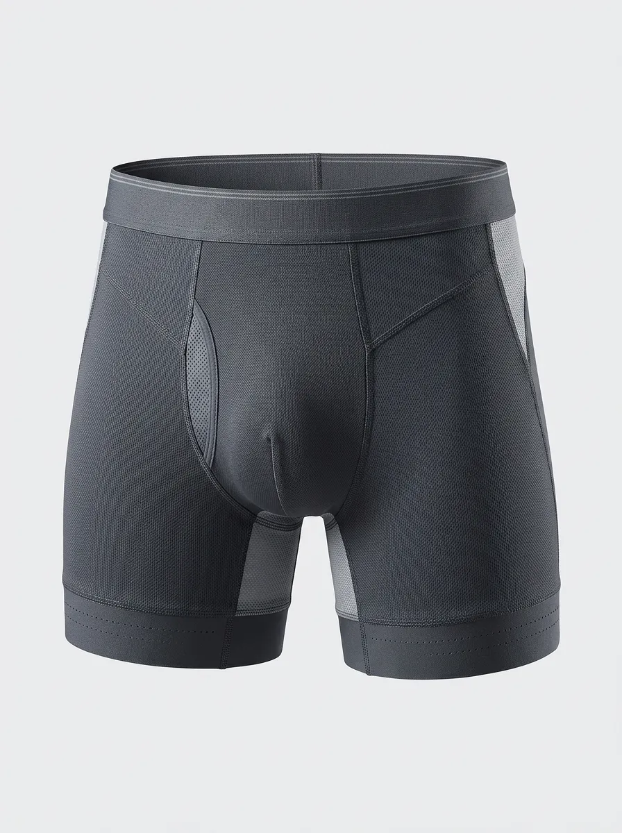 Men's Charcoal Grey Mesh Panel Perforated Boxer Briefs