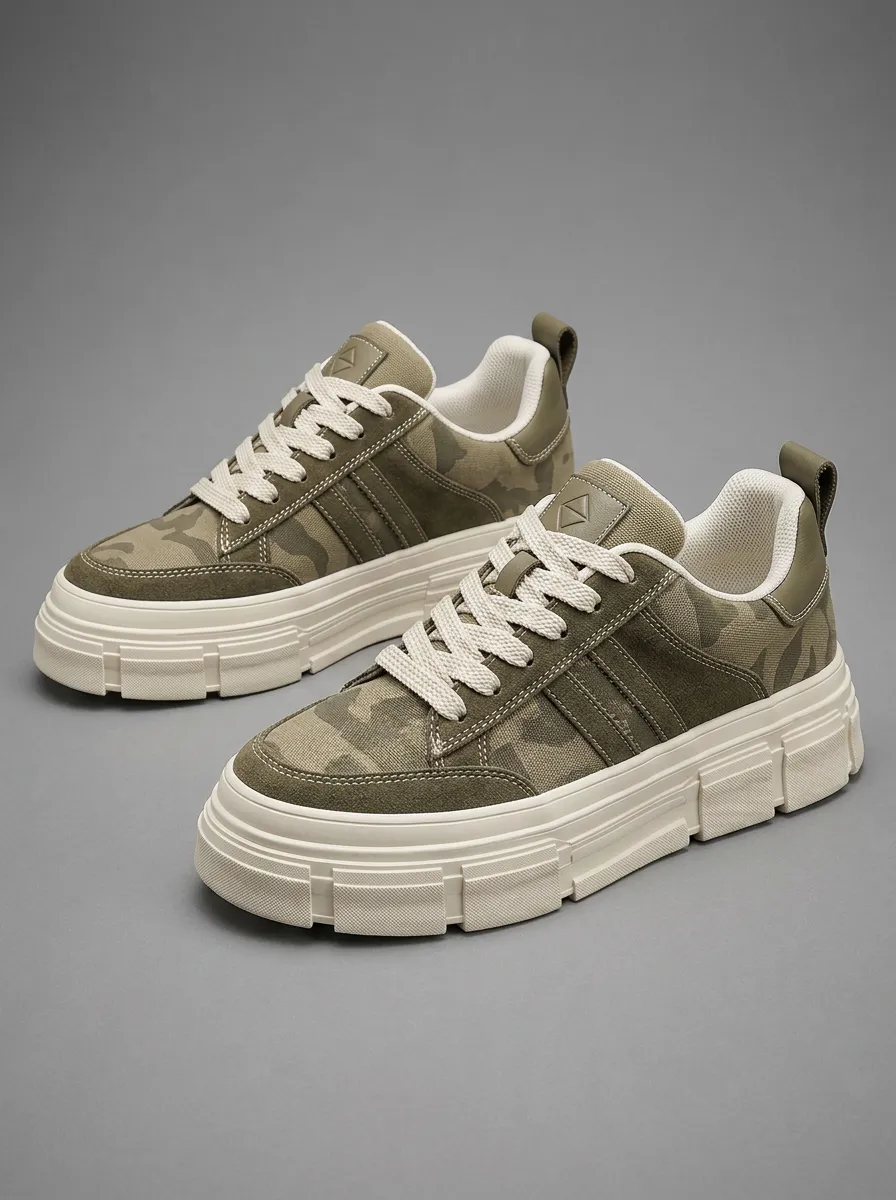 Men's Casual Outdoor Camouflage Printed Platform Sneakers