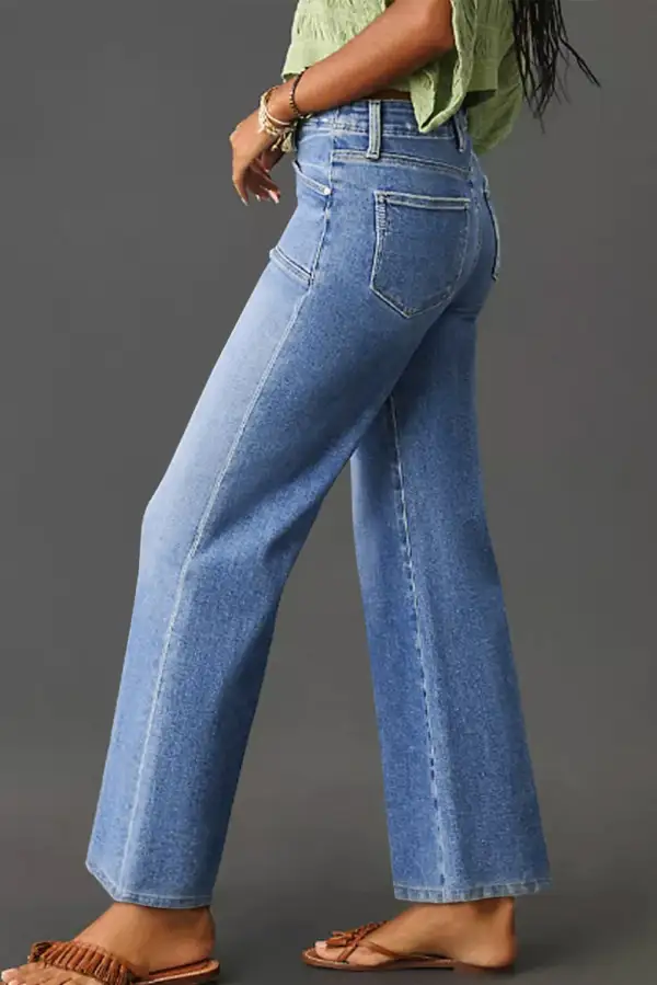 High-Waist Relaxed Cropped Straight Leg Jeans