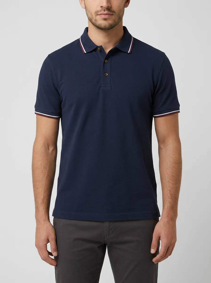 Men's Versatile Everyday Contrast Trim Polo Shirt
