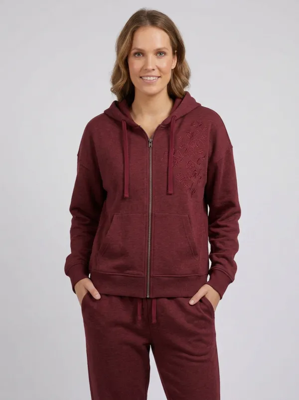 Women's Oatmeal Embroidered Zip-Up Hoodie Jacket & Jogger Set