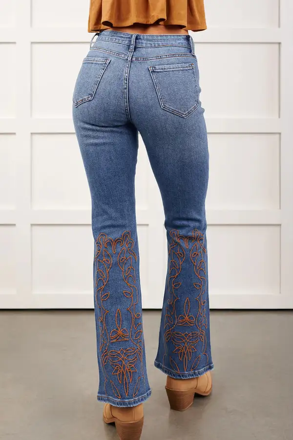 Women's Embroidered Flare Leg Jeans