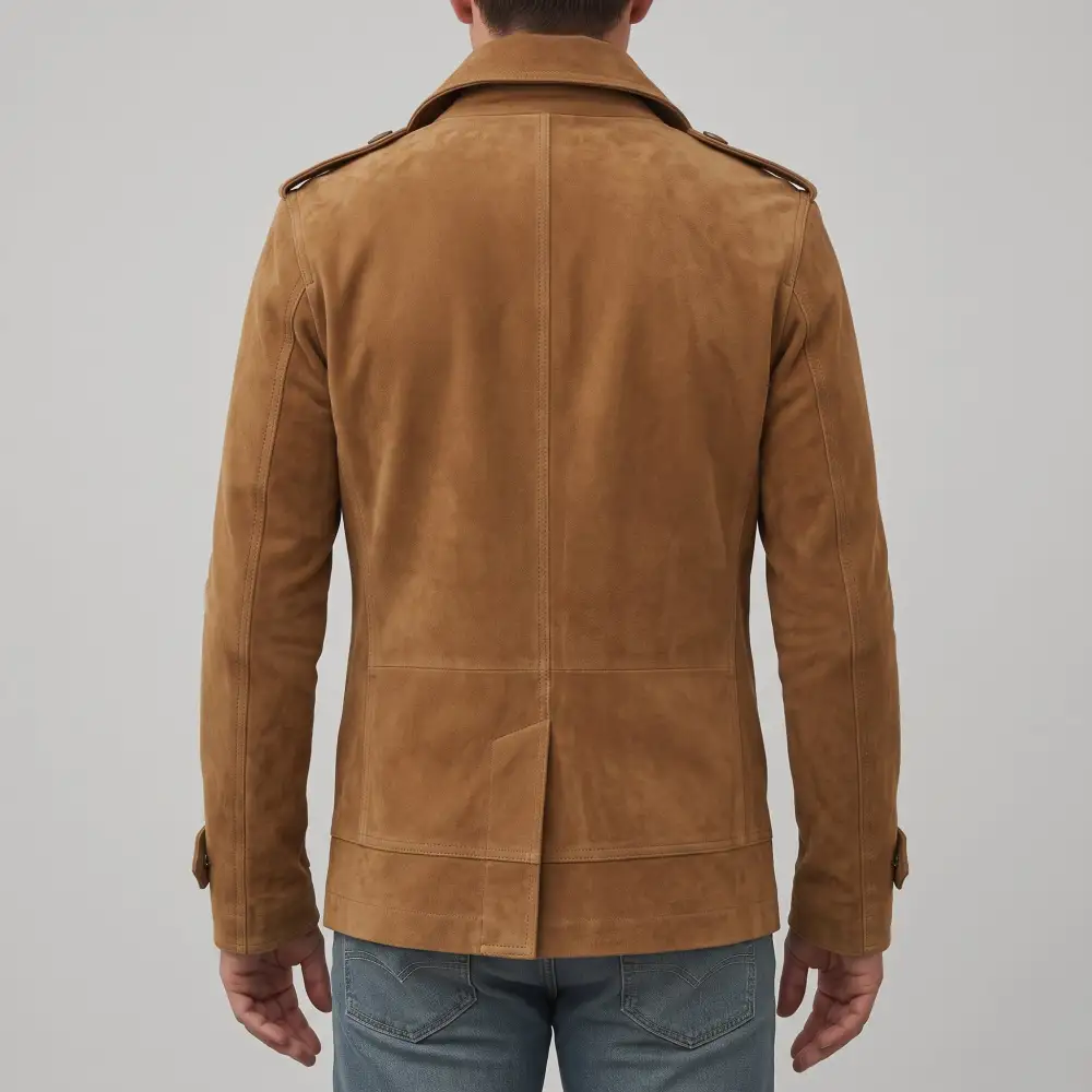 Suede Military Double Breasted Coat