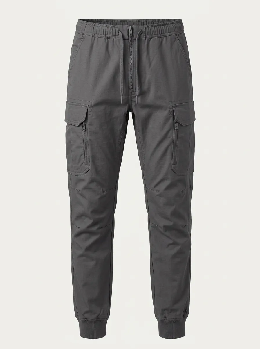 Men's Tonal-Stitch Drawstring Articulated Cargo Joggers