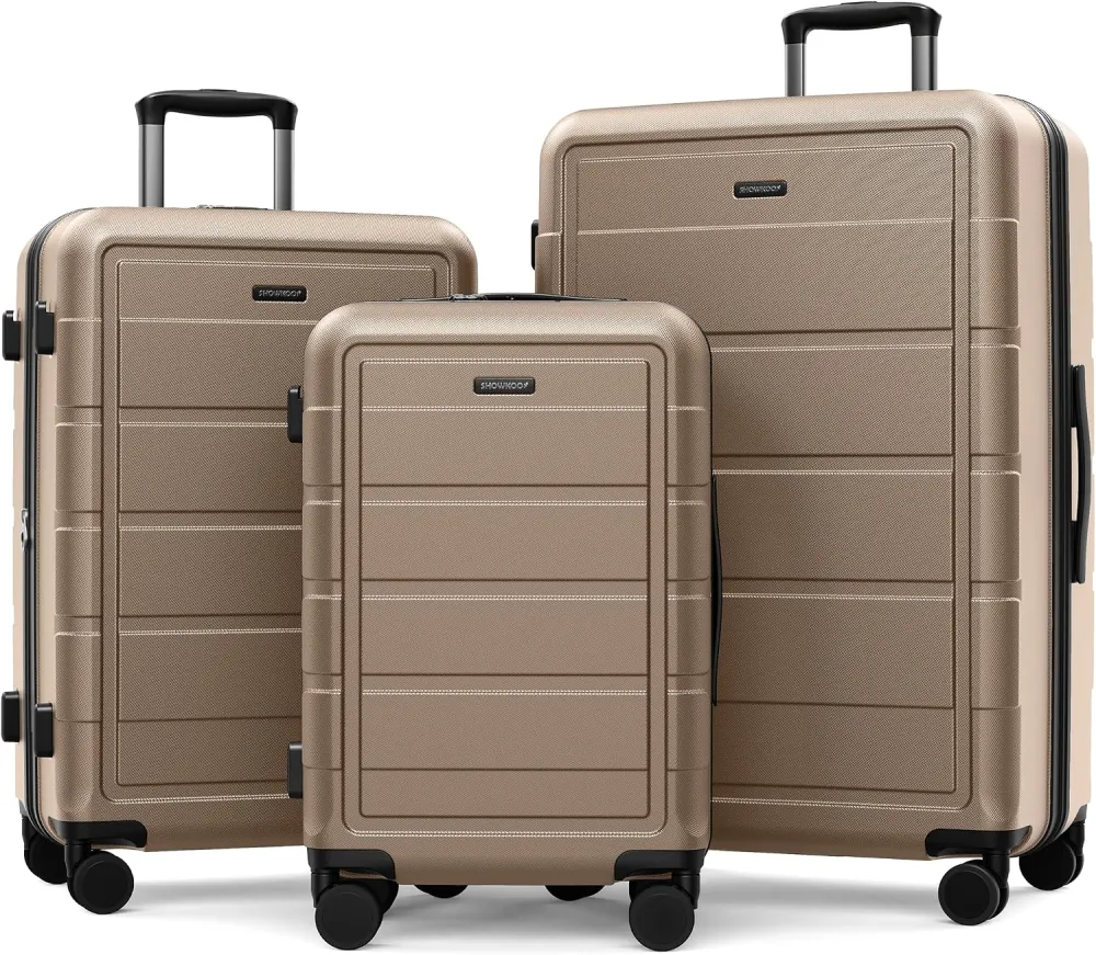 SHOWKOO G-Series Luggage set 3pcs, 100% PC Durable Hardshell Suitcase