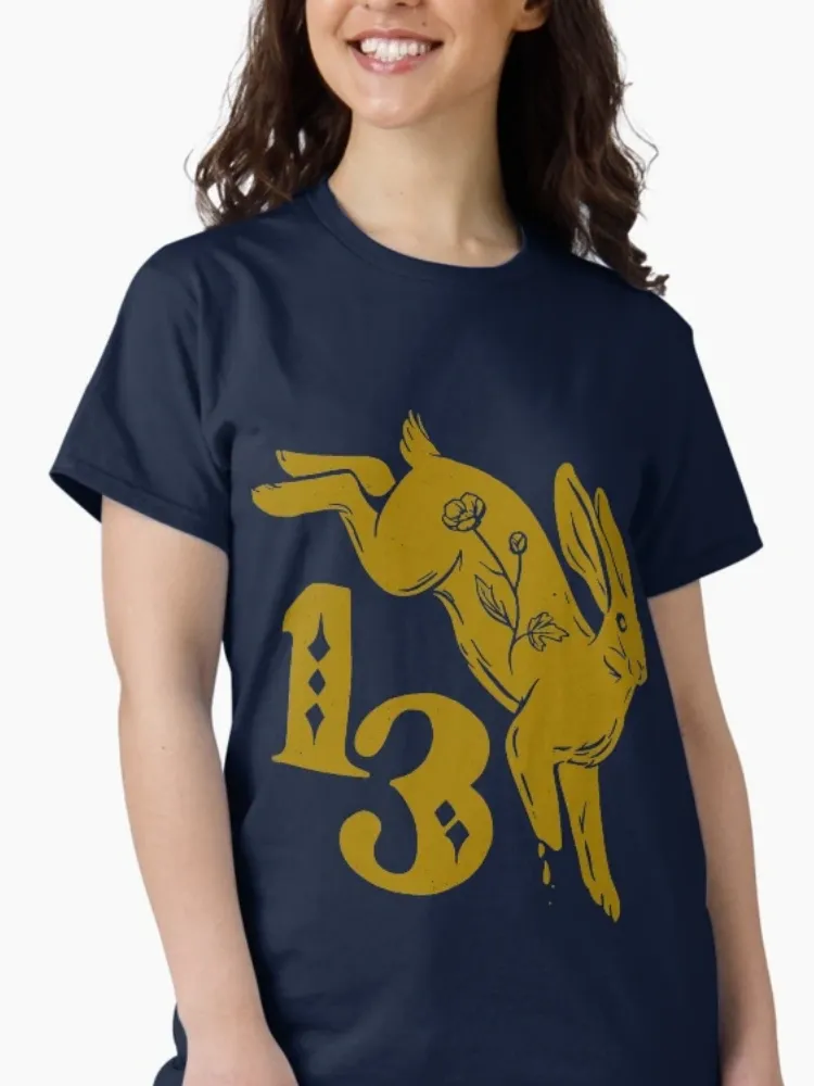 Women's Casual Gothic Rabbit Print Crew Neck Short-Sleeve T-Shirt