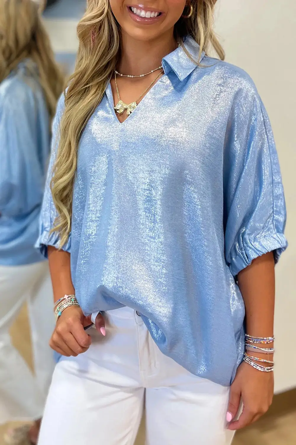 Soft Neck Sleeve Blouse