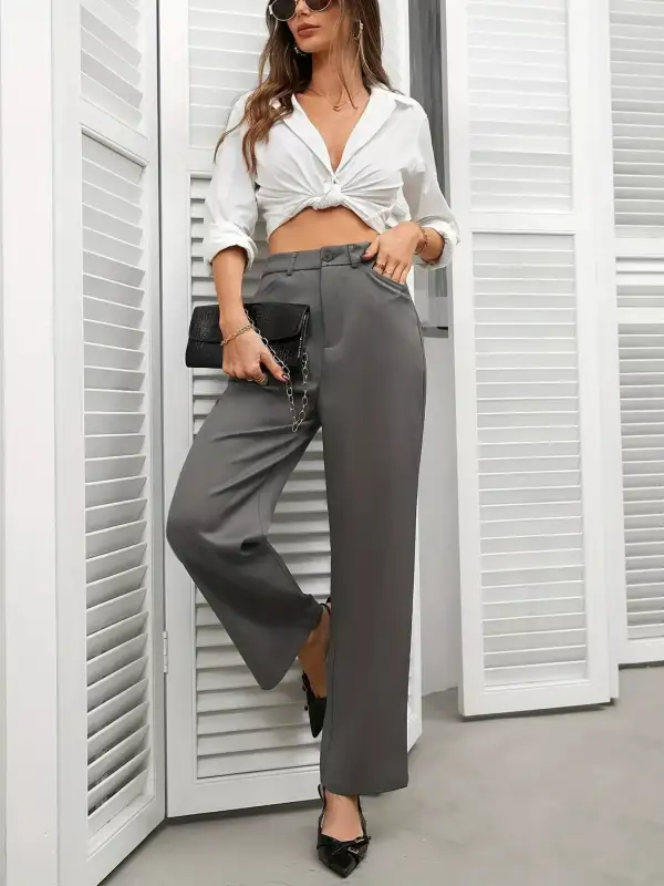Polished High Waist Wide Leg Pants