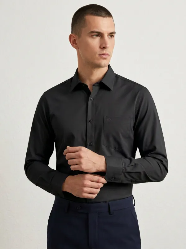 Men's Non-Iron Cotton Sage Green Solid Long Sleeve Shirt