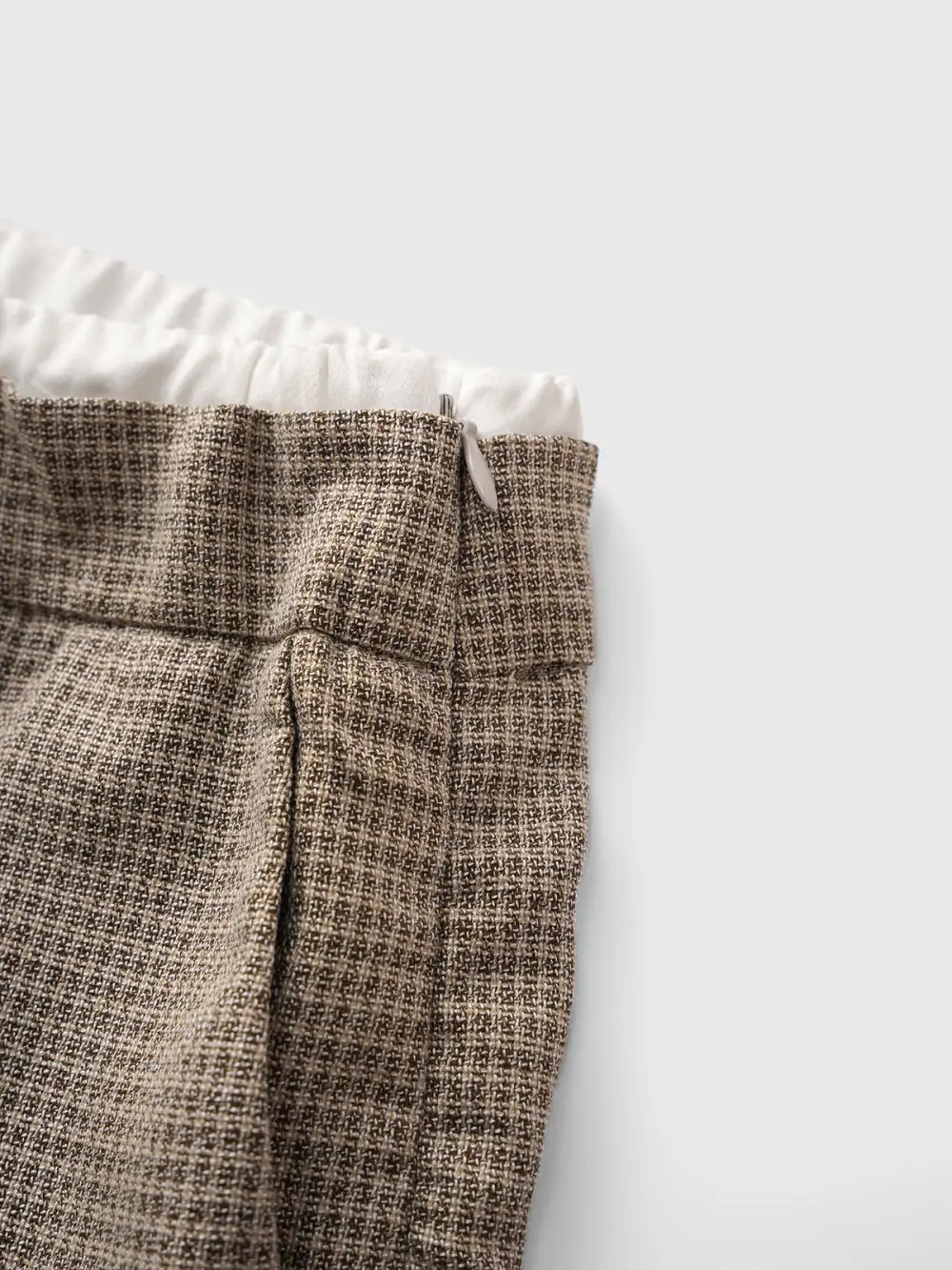 Wide-Leg Drawstring Plaid Pants
