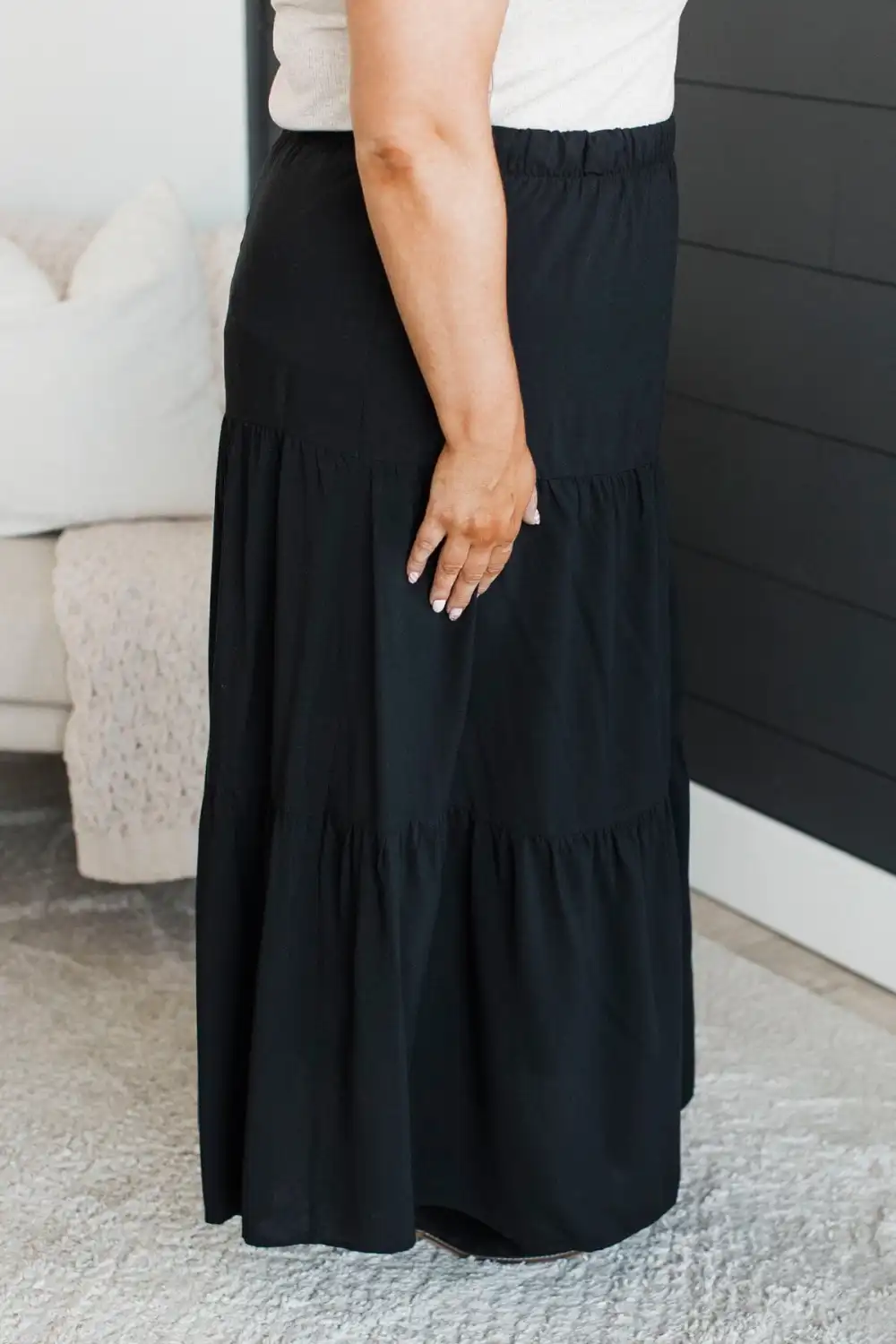 Elastic Waist Casual Maxi Skirt