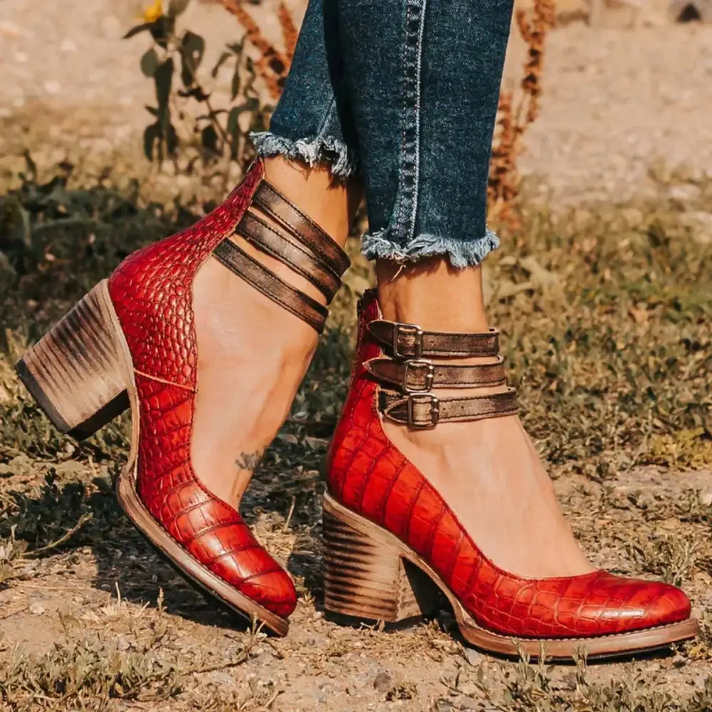 Block Heel Strap Shoes Apparel