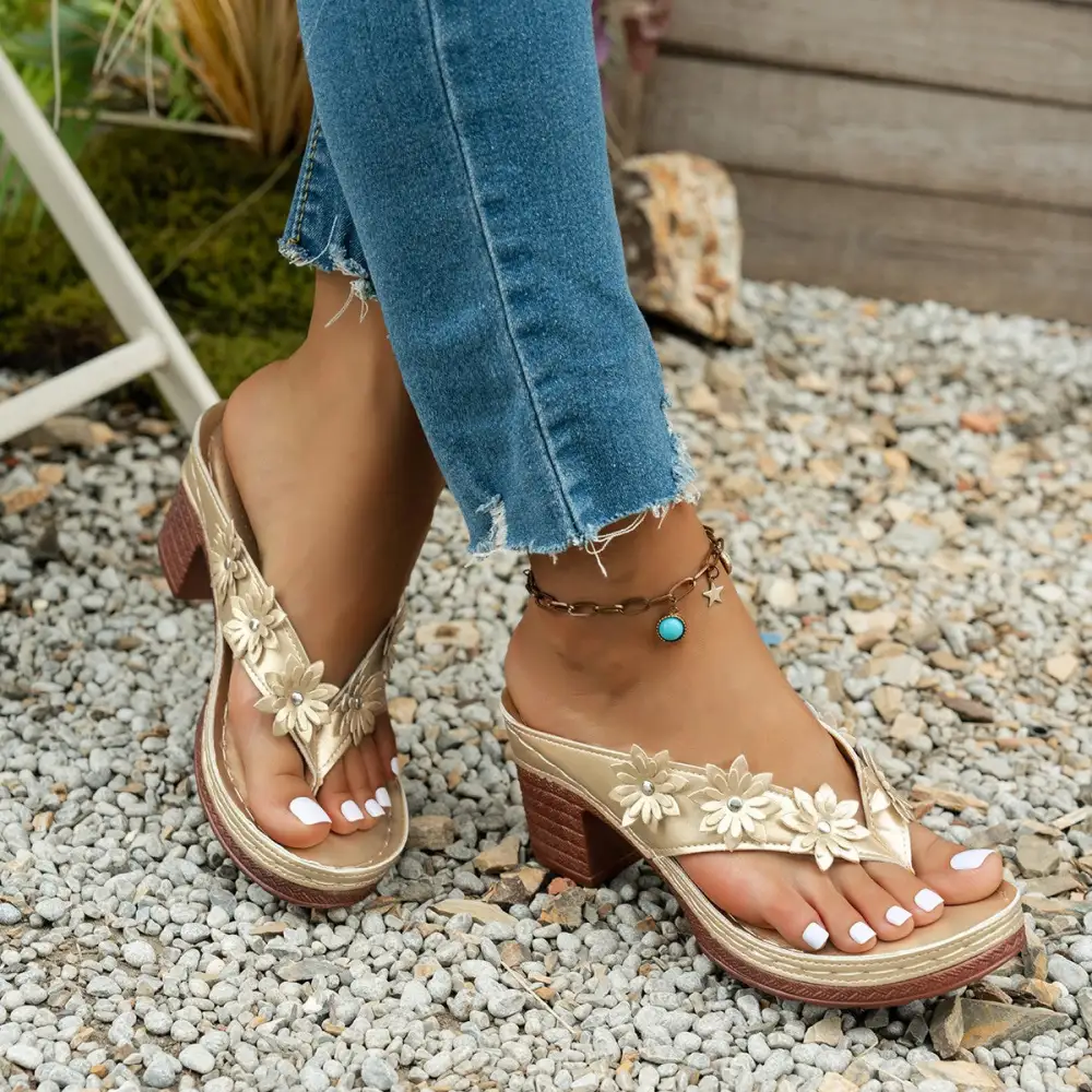 Round Toe Block Heel Sandals