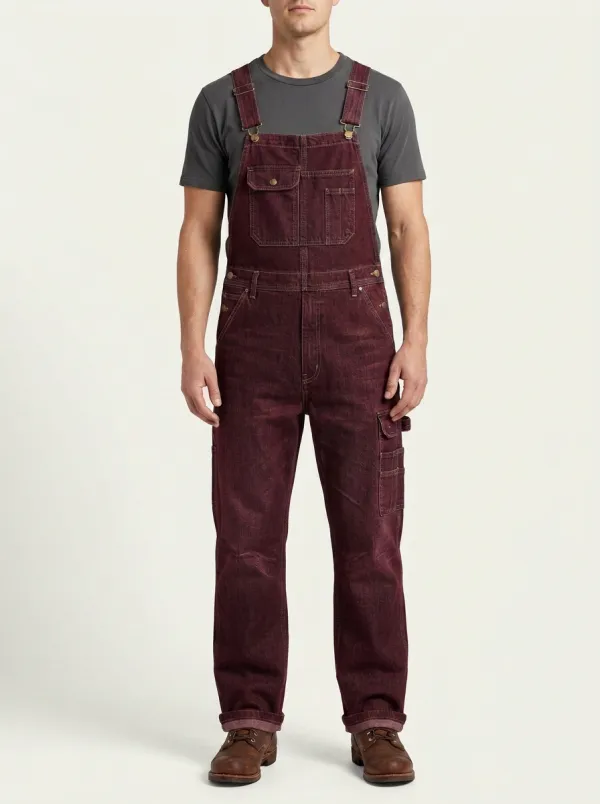 Men's Vintage Style Dark Denim Workwear Bib Overalls