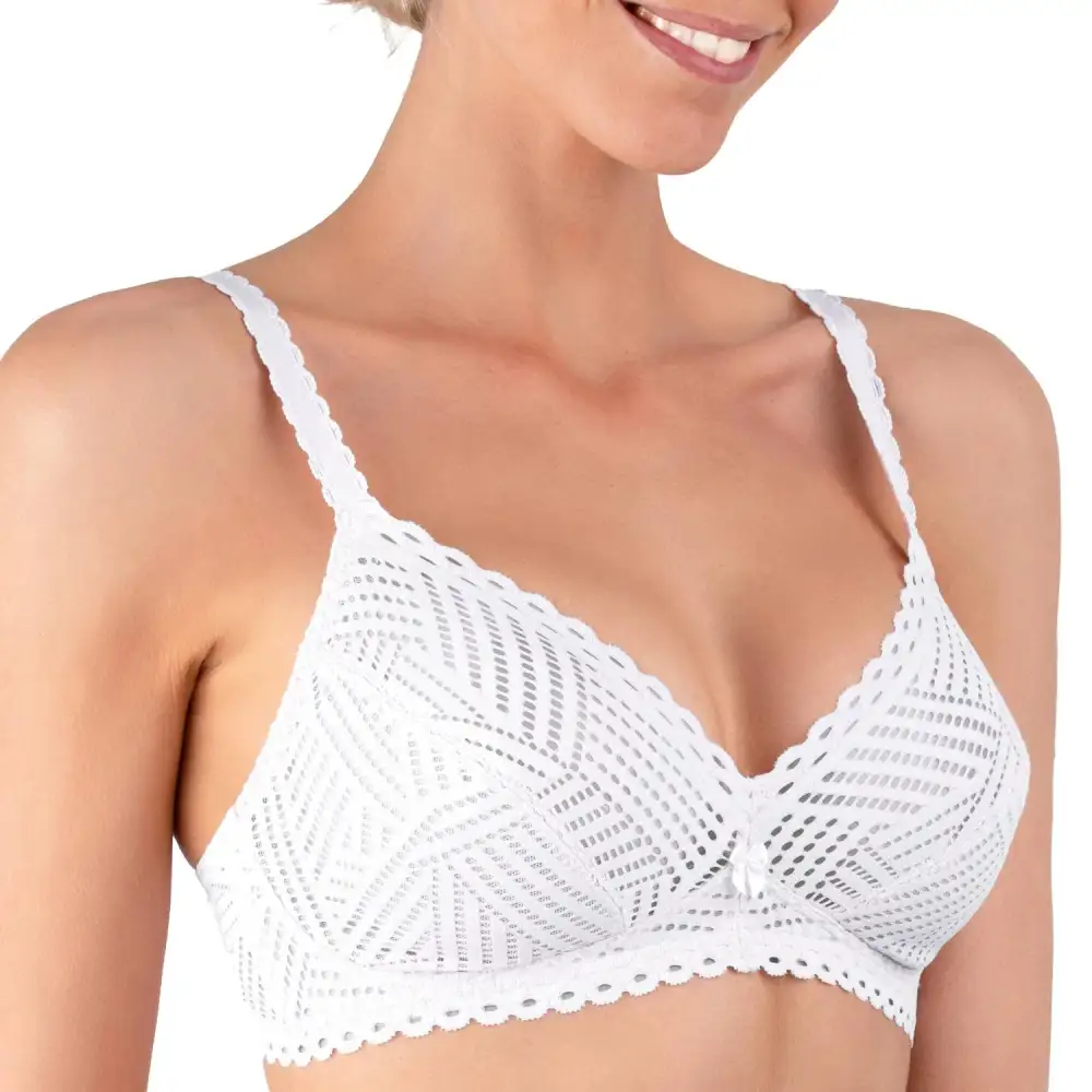 Women's Wireless Lace Geometric Bra