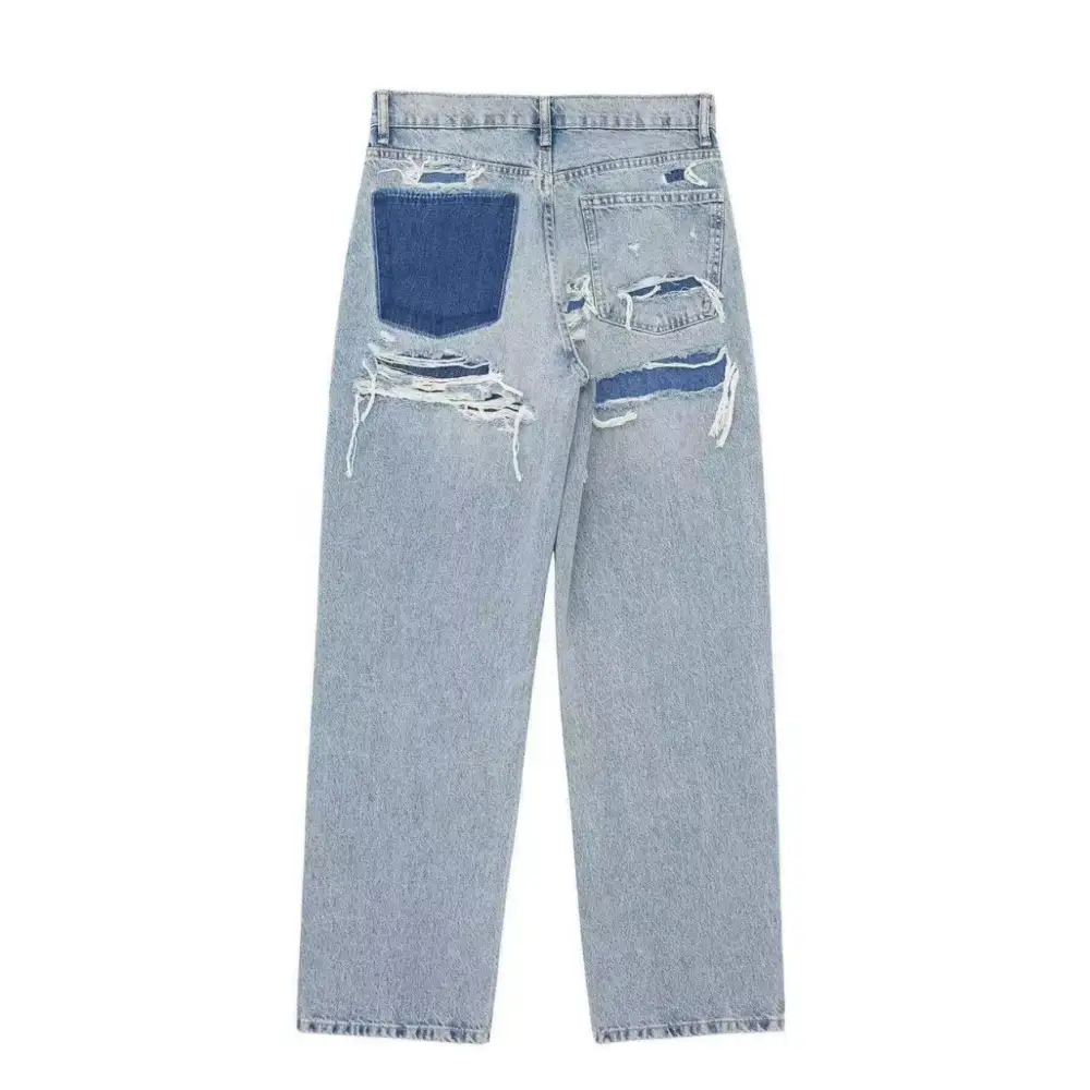 Distressed Straight Leg Jeans