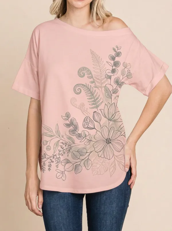 Women's Botanical Nature Lover Fern Eucalyptus Printed T-shirt