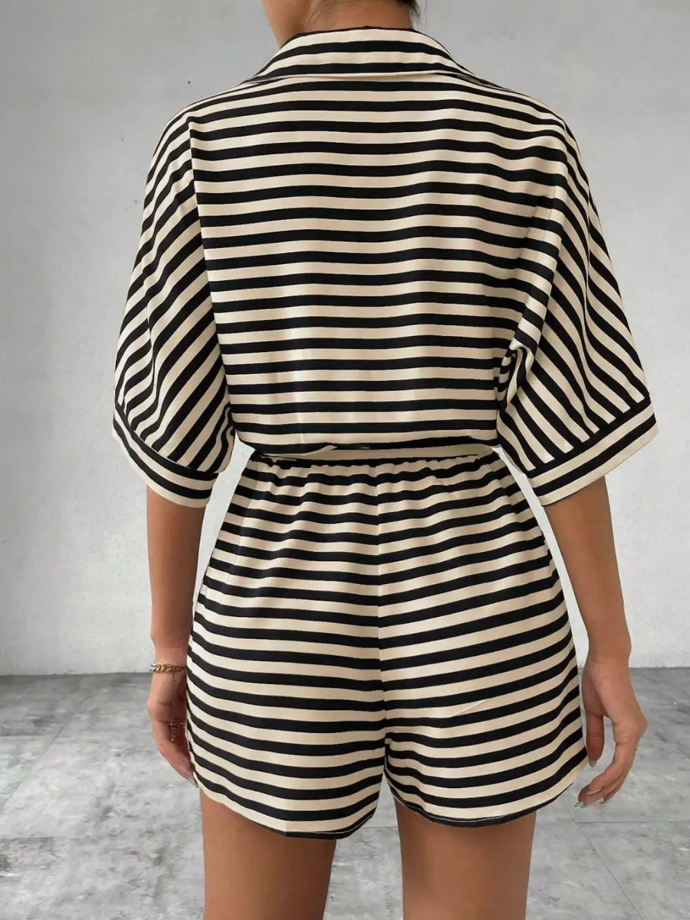 Tie Waist Half Button Romper
