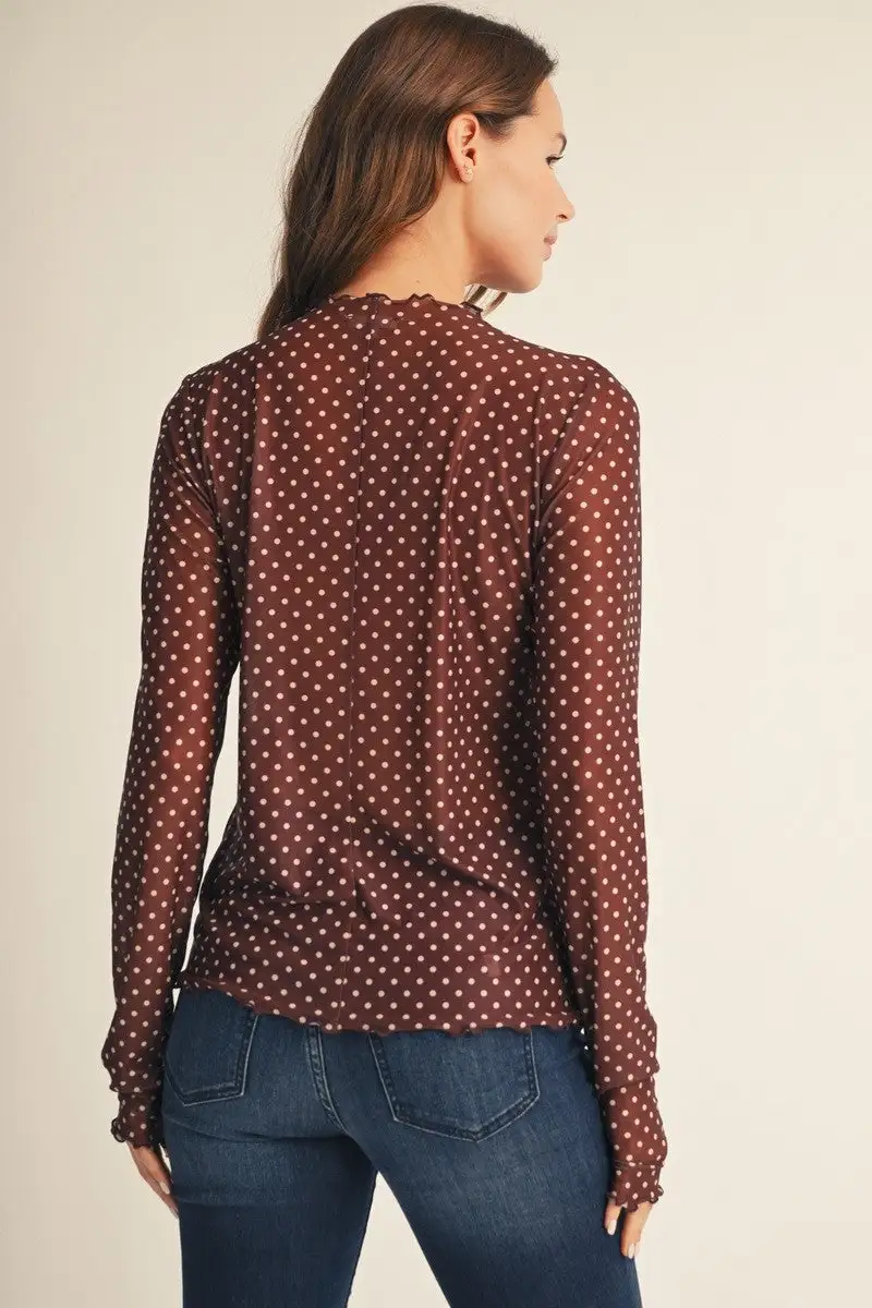 Polka Dot Mesh Top
