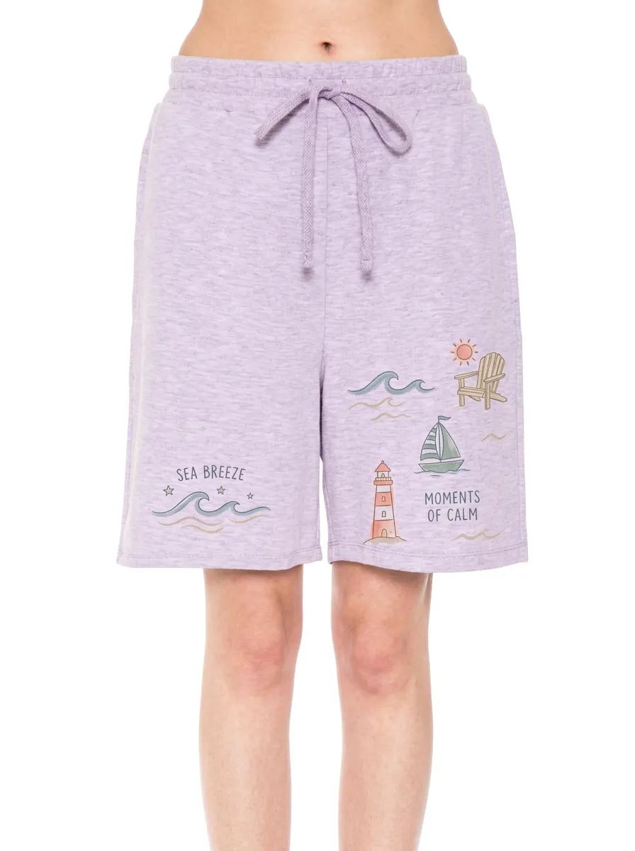 Women's Beach Vacation Lighthouse Sailboat Printed Shorts