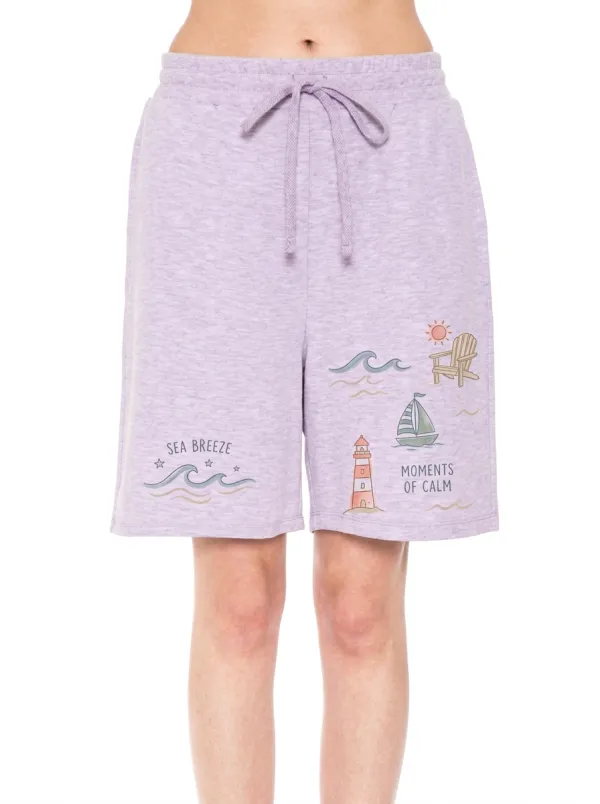 Women's Beach Vacation Lighthouse Sailboat Printed Shorts