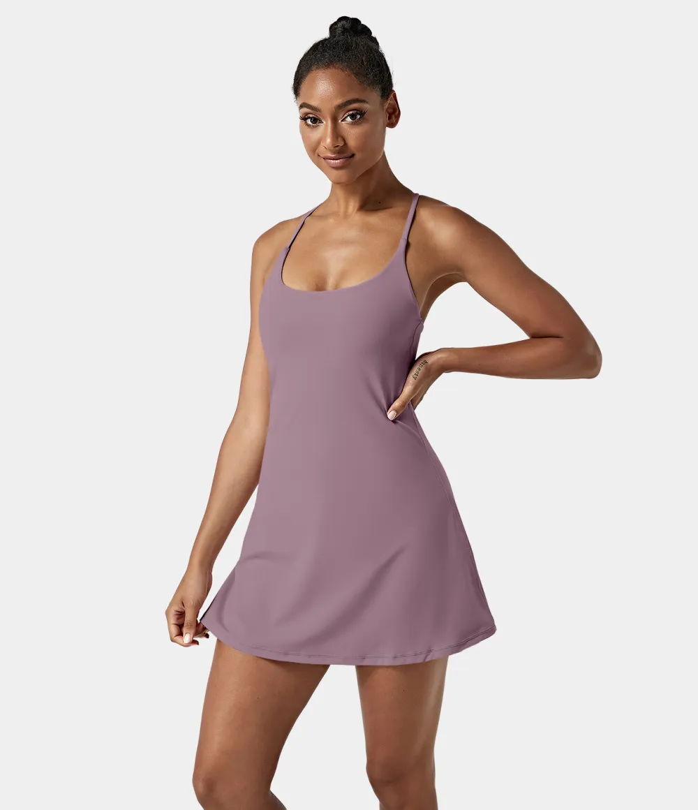 Softlyzero Airy Backless Cut Out 2-in-1 Pocket Cool Touch Mini Activity Dress