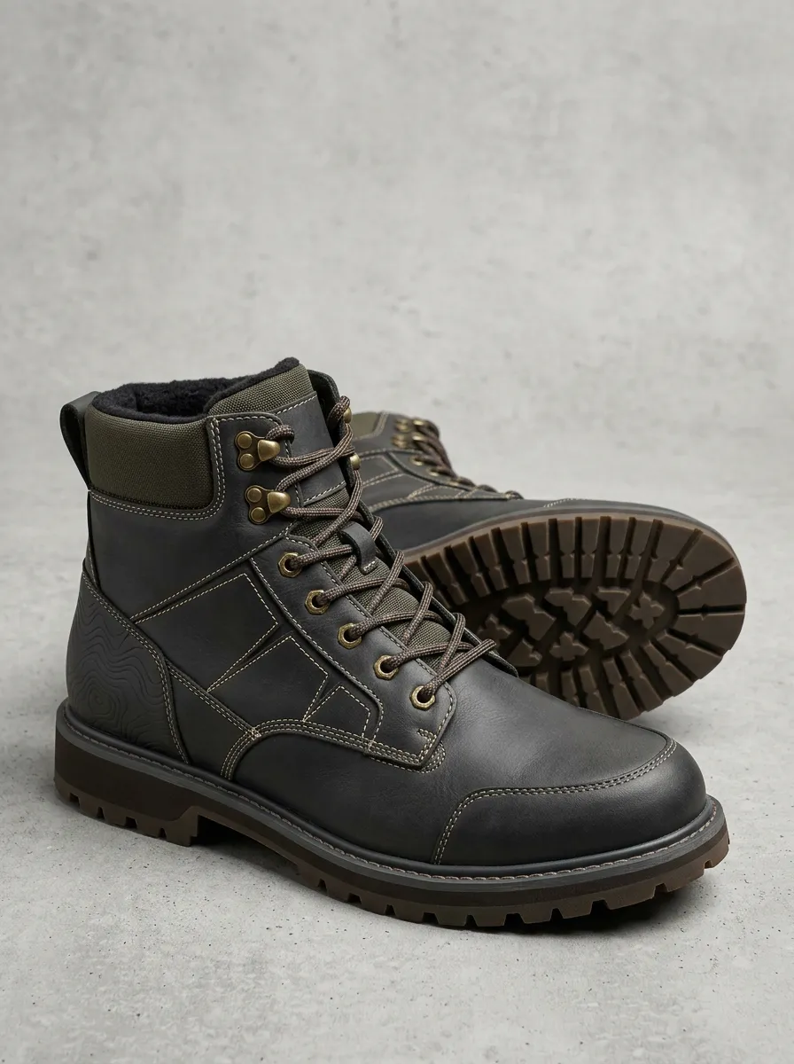 Unisex Outdoor Hiking Topographic Pattern Print Work Boots