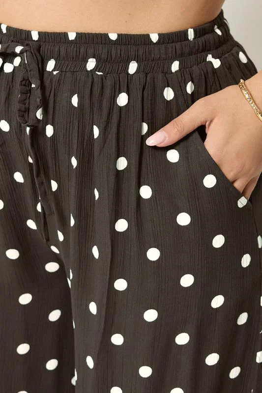 Brown Polka Dot Crinkle Beachwear Wide Leg Trousers detail 3