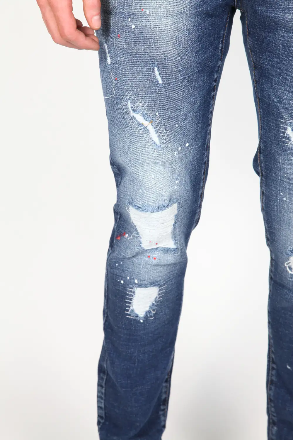 Classic Paint Detail Smart Fit Distressed Ripped Jeans