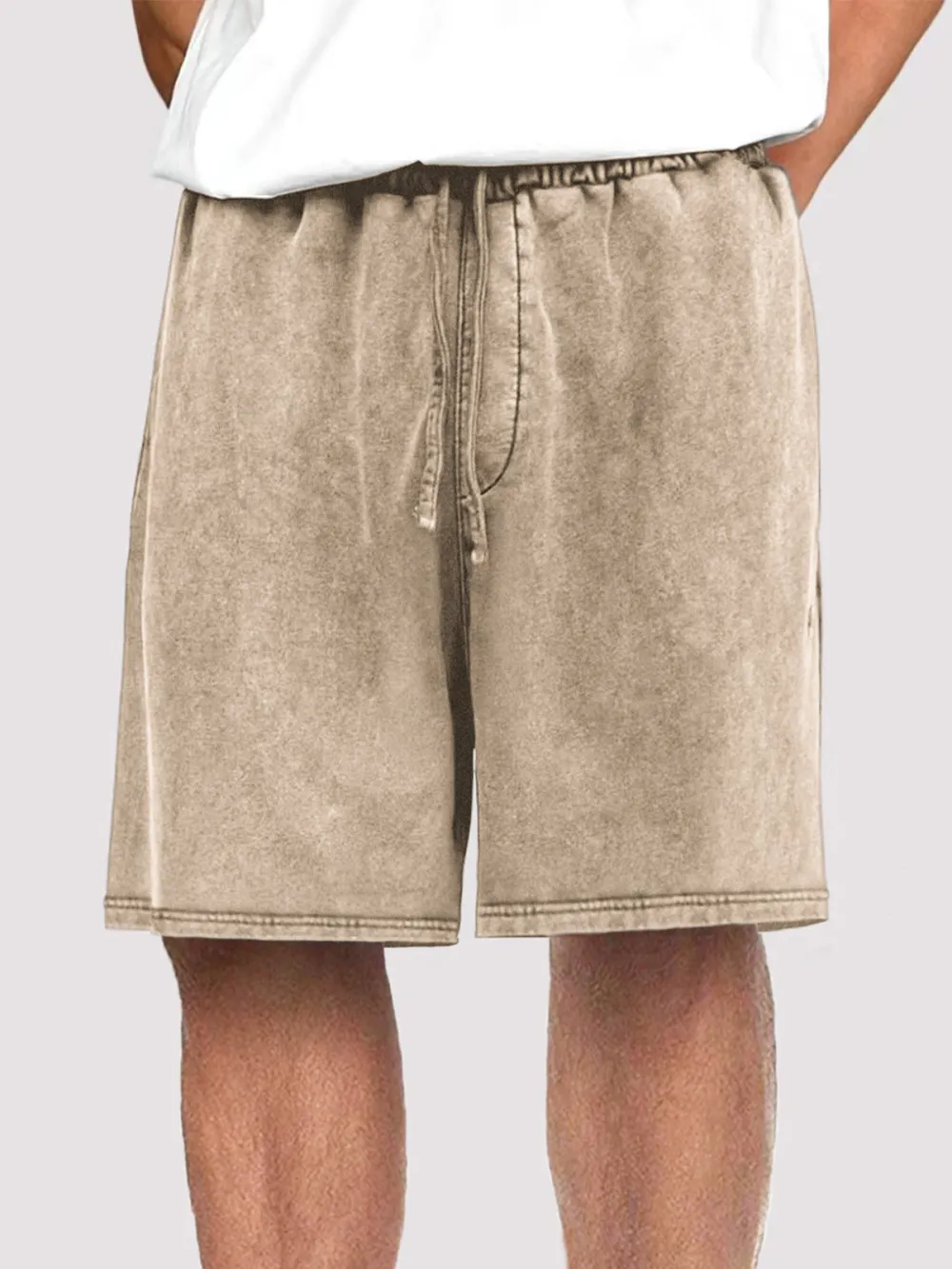 Garment Washed Drawstring Shorts
