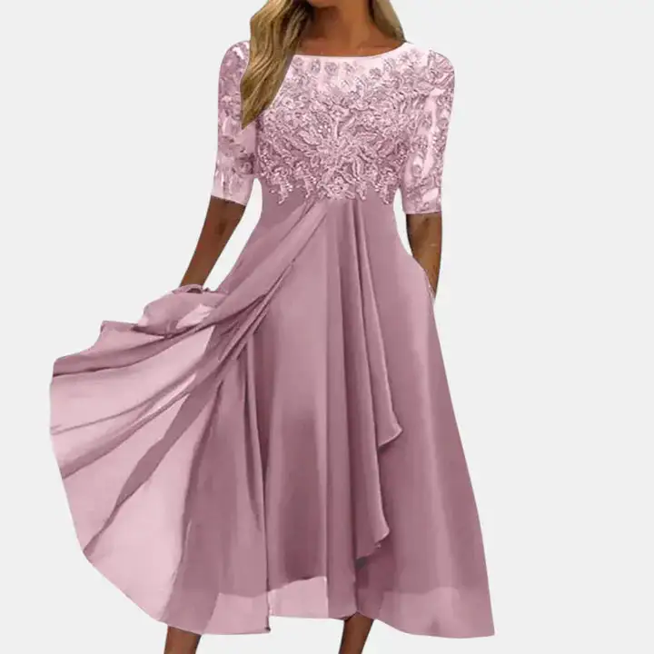  Embroidered Midi Event Dress