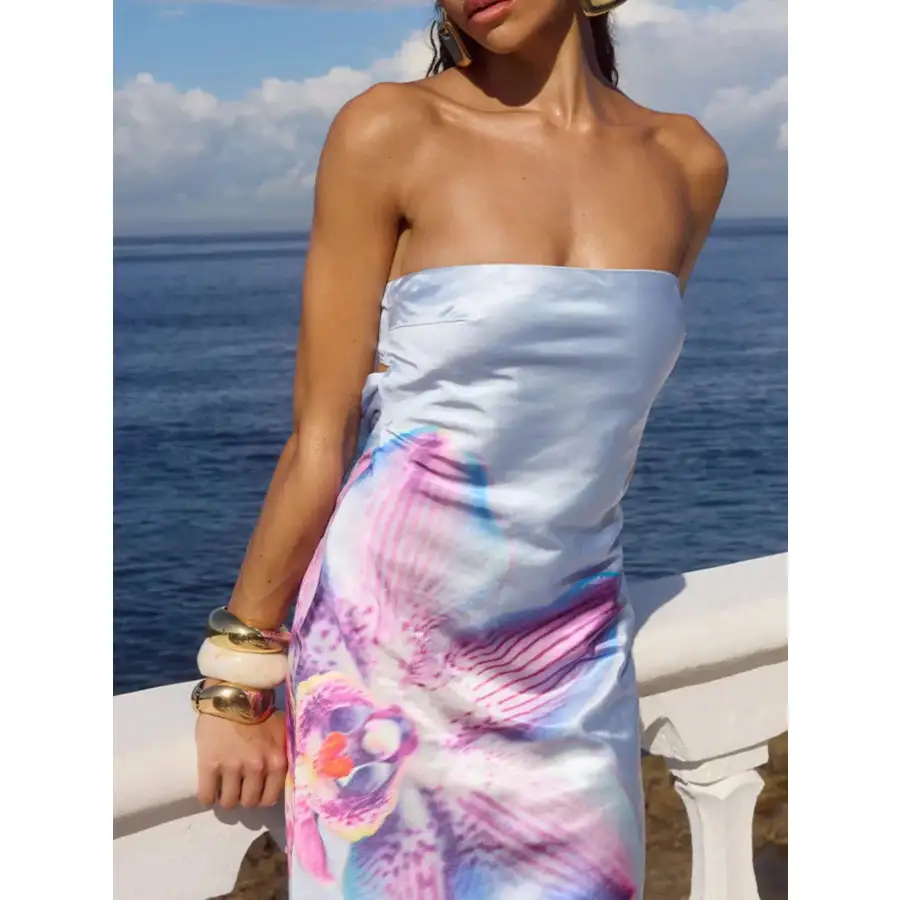 Relaxed Printed Tube Maxi Dress