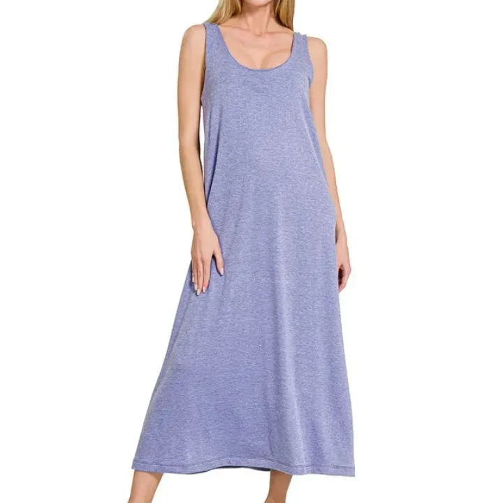 Twisted French Terry Twisted Strap Midi Dress
