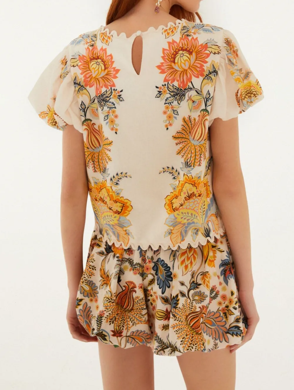Embroidered Floral Short-Sleeve Blouse