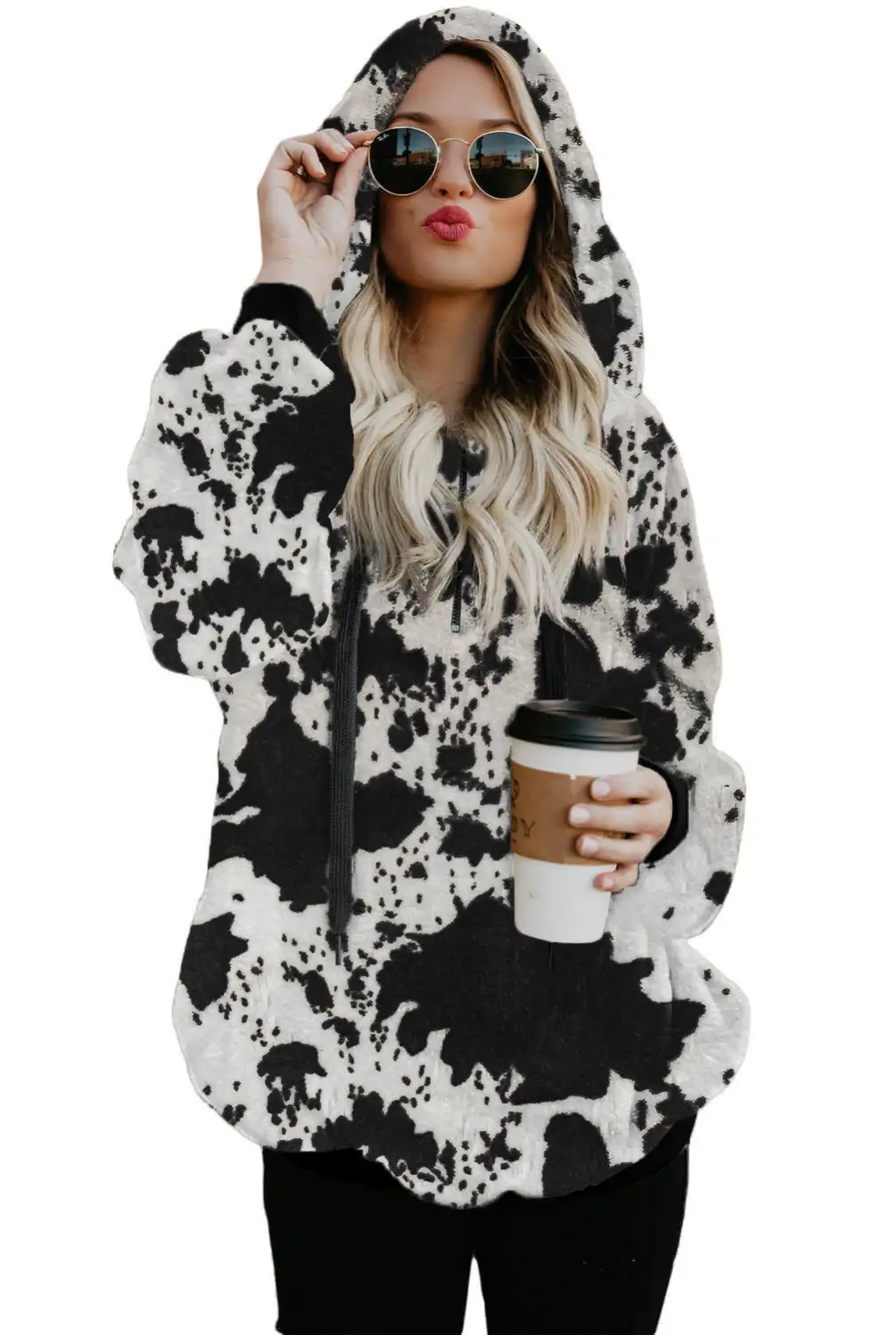 Camo Print Warm Furry Hoodie