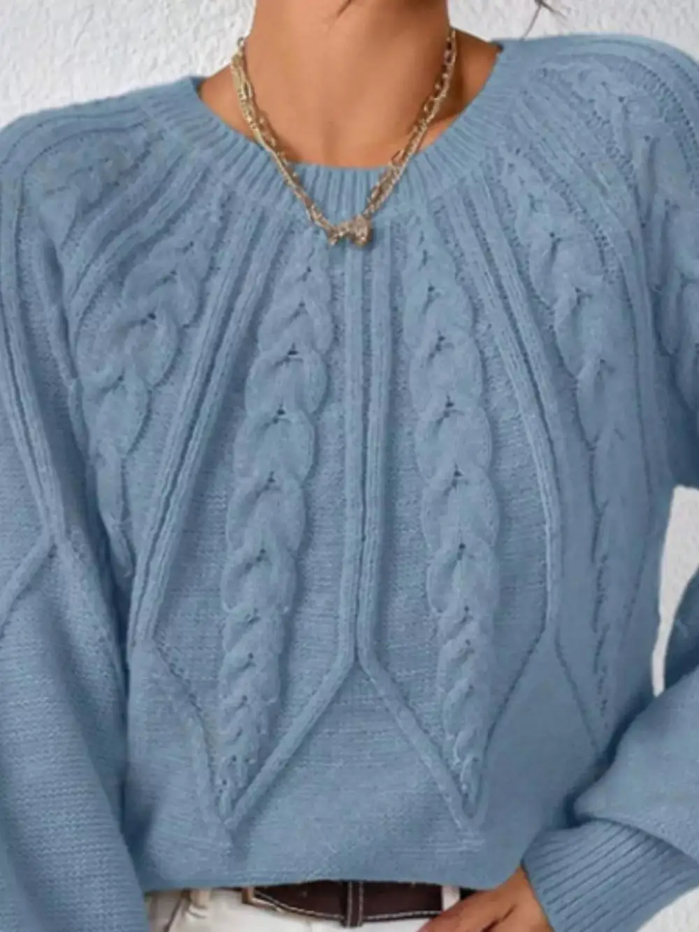 Essential Long Sleeve Cable Knit Sweater