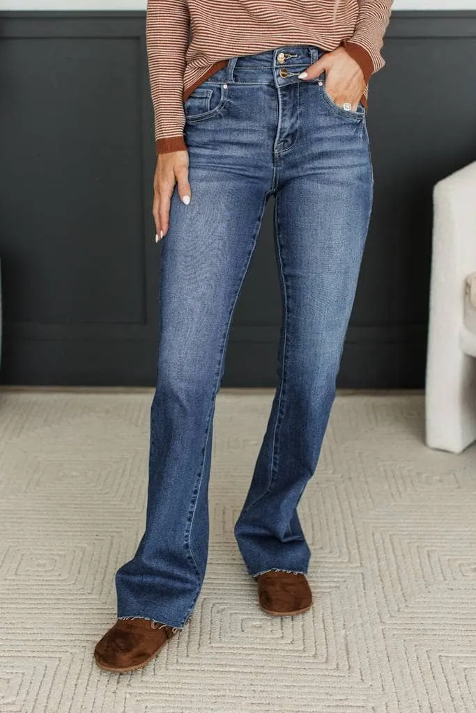 High-Rise Tummy Control Bootcut Clean Finish Everyday Jeans