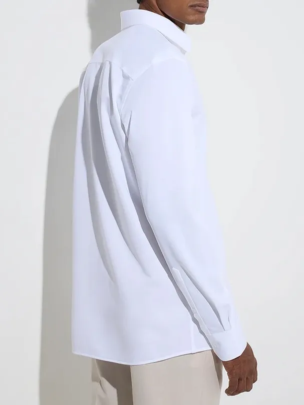Man's Formals White Solid Slim-Fit Shirt