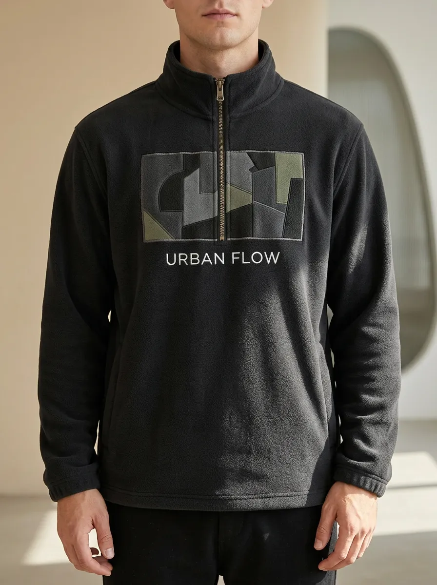 Half-Zip Fleece Geometric Men's Half-Zip Sweatshirt