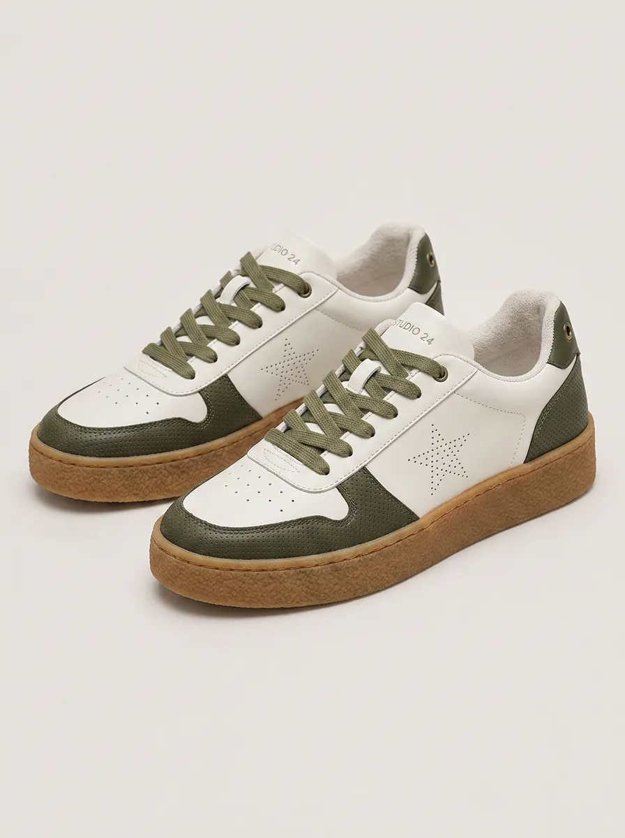 Men's Low Key Star Perforated Patterned Expressive Skate Shoes