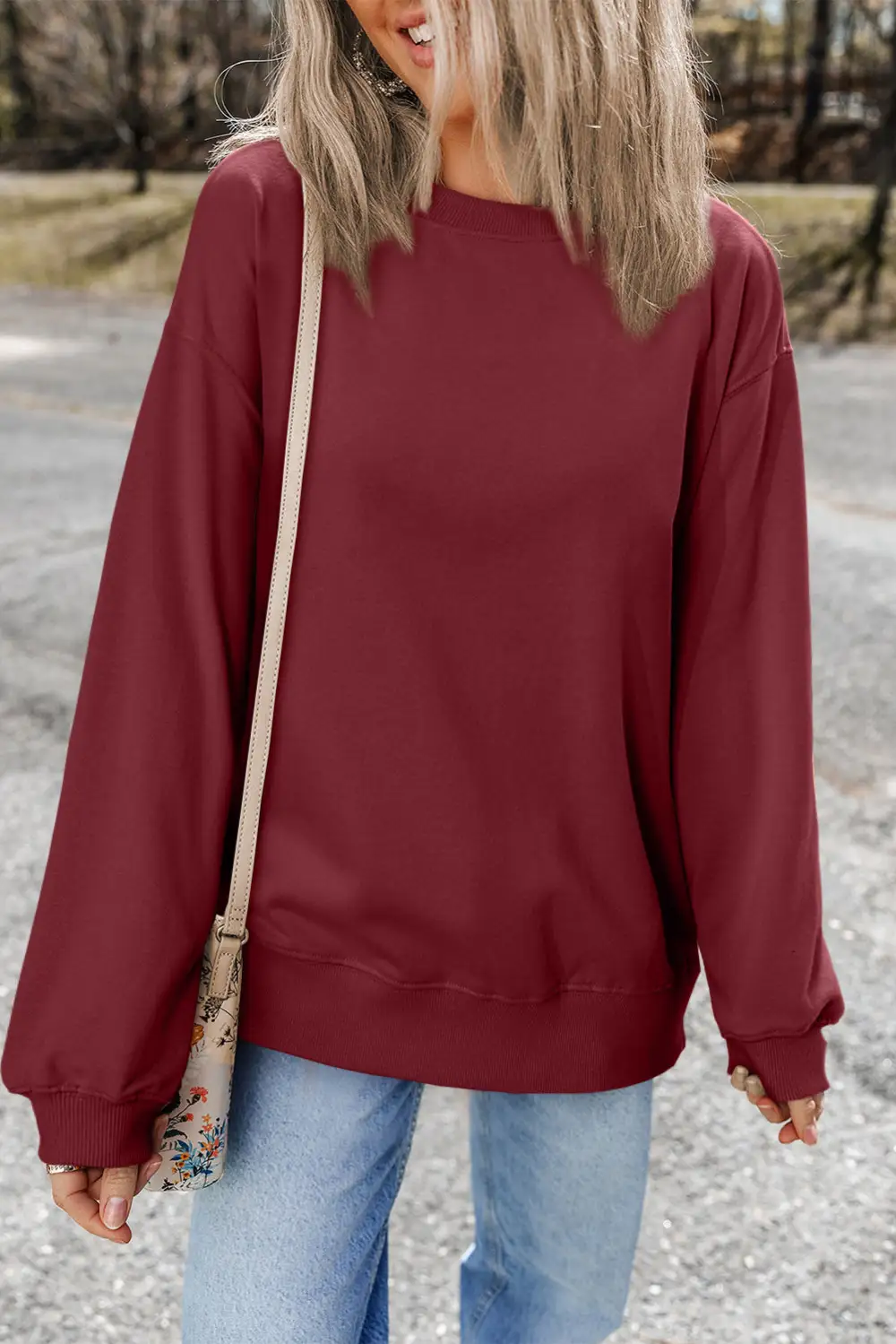 Casual Drop Shoulder Crewneck Sweatshirt