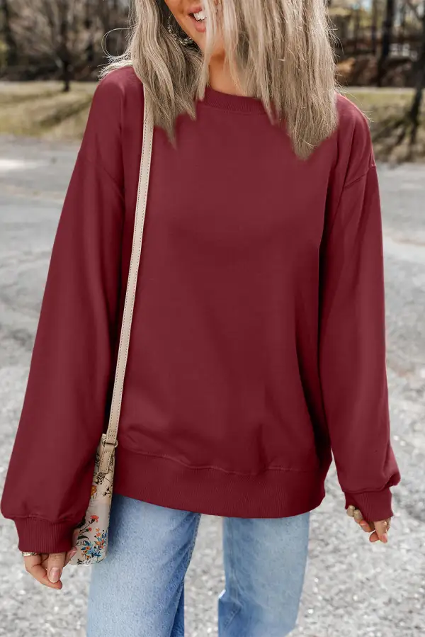 Casual Drop Shoulder Crewneck Sweatshirt